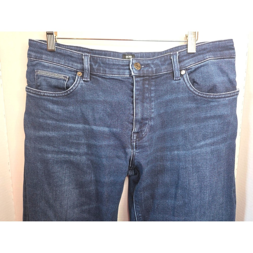 BOSS Hugo Boss‎ Responsible Stretch Jeans Dark Wash Straight Leg Denim Blue